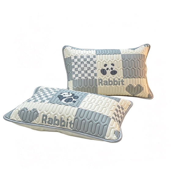2 Pack Ice Silk Pillowcases 19x29 Inch Cooling Summer Pillow Covers Cute Panda Patchwork Design Smooth Skin Friendly Bedding for Hot Sleepers Kids Dorm Decor Polyester
