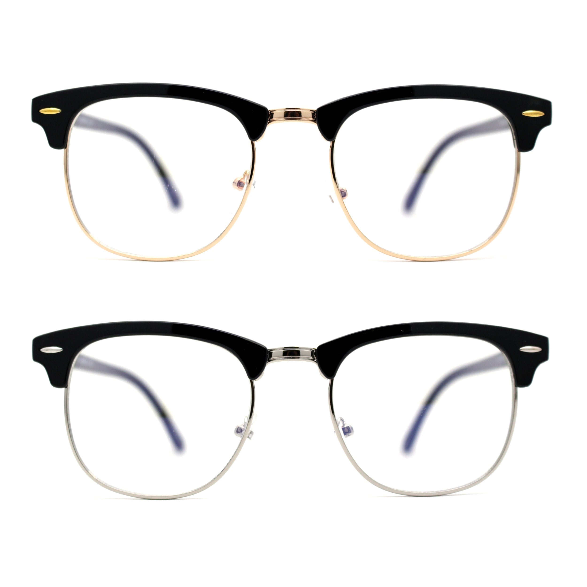 Brownline Half Rim Black Silver Glasses with Blue Light Brownline Half Rim Black Silver Glasses with Blue Light