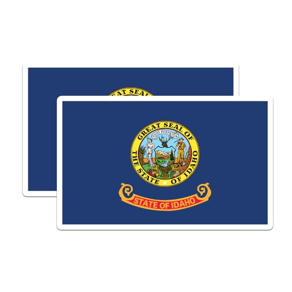 (2 Pack) Idaho State Flag Stickers - ID State Flag Sticker - Choose from 50 States - 5 Inches On Longest Side - Premium Vinyl - for Cars, Skateboards, Laptops - Made in USA - BMCS1298