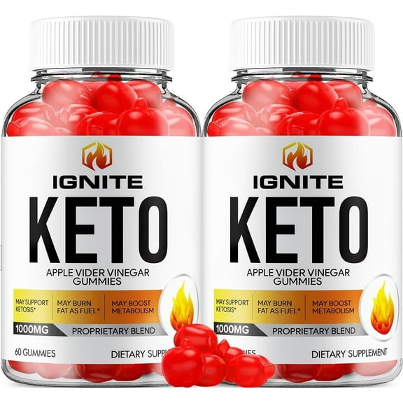 2 Pack Ignite Keto ACV Gummies - Official - Keto Ignite ACV Advanced Formula Plus Apple Cider Vinegar Dietary Supplement B12 Beet Root Juice Men Women 120 Gummies