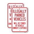 thumbnail image 1 of (2 Pack) Illegally Parked Vehicles Will Be Towed at Owner's Expense Sign | 18" X 24" Heavy-Gauge Aluminum Sign | Rust Free Aluminum, Weather Resistant, Waterproof, Fade Resistant, 2, 1 of 4
