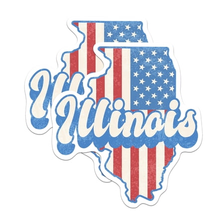 (2 Pack) Illinois State Outline Magnets - IL State Shape with USA Flag - 5" On Longest Side - Premium Magnet - Choose Your State - for Cars, Skateboards, Laptops - Made in USA - MAG1139