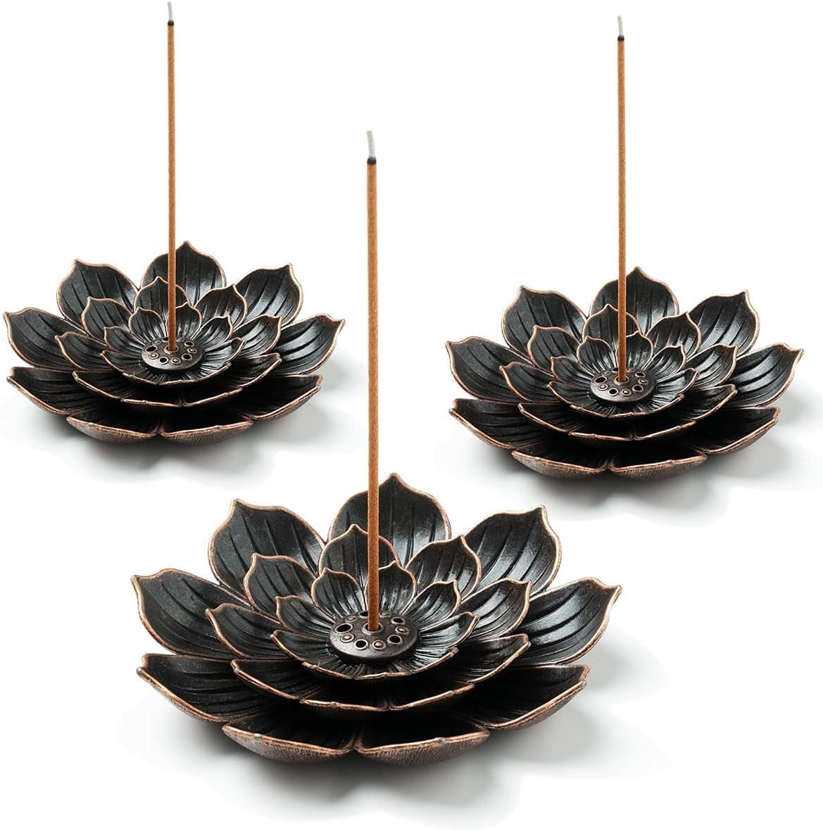 2 Pack Incense Burner, Incense Holder for Sticks, Brass Lotus Incense Stick Holder