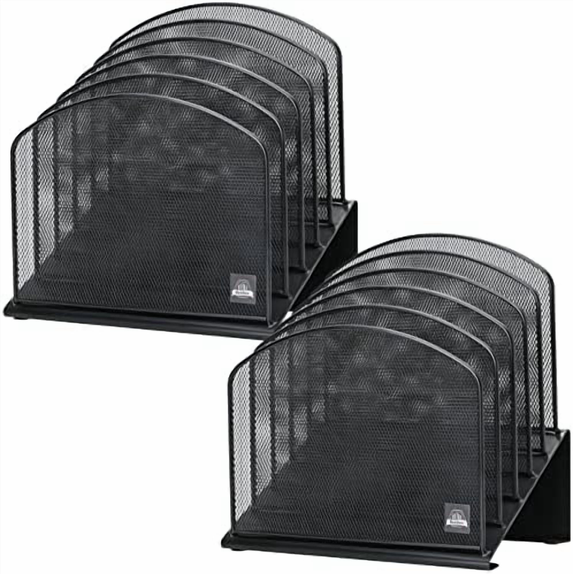 2 Pack Inclined Desk File Organizer, 5 Slot Desktop File Folder Holder Document Holder Sorter Organization and Accessories for Office School Classroom