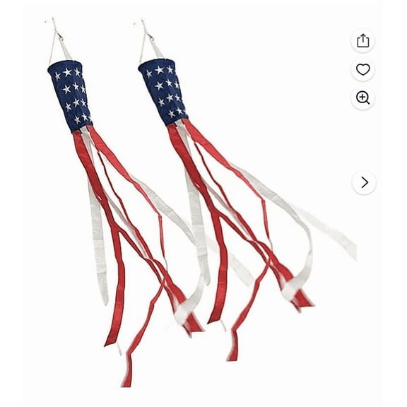 2 Pack Independence Day Garden Windsocks, Red White Blue Patriotic Outdoor Decor for Yard and Porch, Spinning Hanging Flags for 4th of July Party, Festive Holiday Atmosphere Gift Set