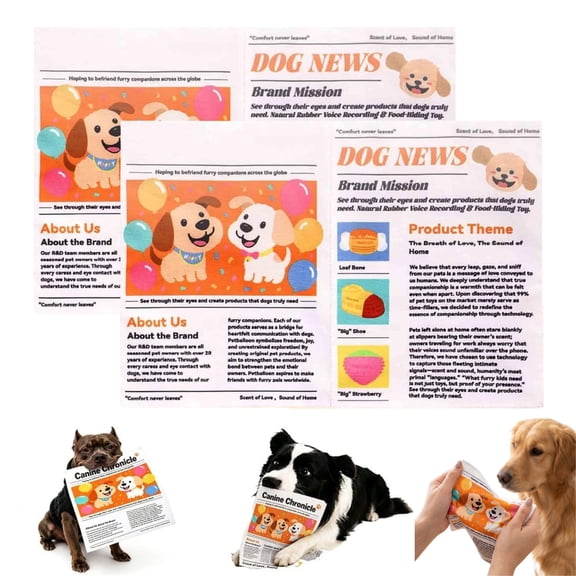 2 Pack Indestructible Newspaper Crinkle Dog Toy, Durable Bite Resistant Interactive Chew Toy, Washable Squeaky Pet Toy for Boredom Relief Small Medium Dogs Indoor Play Training
