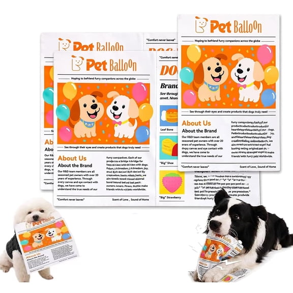 2-Pack Indestructible Newspaper Dog Toy, Creaks Newspaper Squeaker Toy for Dogs, Interactive Crinkle Dog Toy, Durable Washable Bite-Resistant Pet Toys for Small Medium Dogs Poodle Teddy