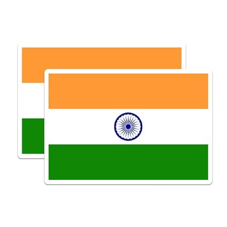 (2 Pack) India World Flag Stickers - Indian Pride - 5 Inches On Longest Side - Premium Vinyl - Choose from Over 200 Countries - for Cars, Trucks, Skateboards, Laptops - Made in USA - BMCS0889