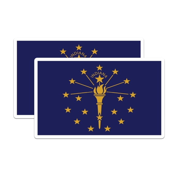(2 Pack) Indiana State Flag Stickers - in State Flag Sticker - Choose from 50 States - 5 Inches On Longest Side - Premium Vinyl - for Cars, Skateboards, Laptops - Made in USA - BMCS1300