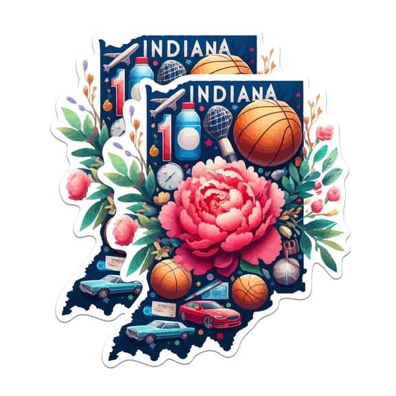 (2 Pack) Indiana State Shape Stickers - in State Sticker - Choose from 50 States - 5 Inches On Longest Side - Premium Vinyl - for Cars, Skateboards, Laptops - Made in USA - BMCS1250