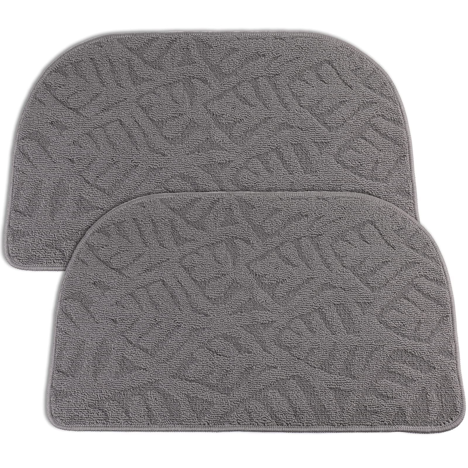 2 Pack Indoor Doormat Front Door Mat, Low-Profile Gray Outdoor Mats Half Circle Entrance Rugs, Half Round Non-Slip Anti Fatigue Cushions for Inside Outside Entry, Patio, 28" x 17"