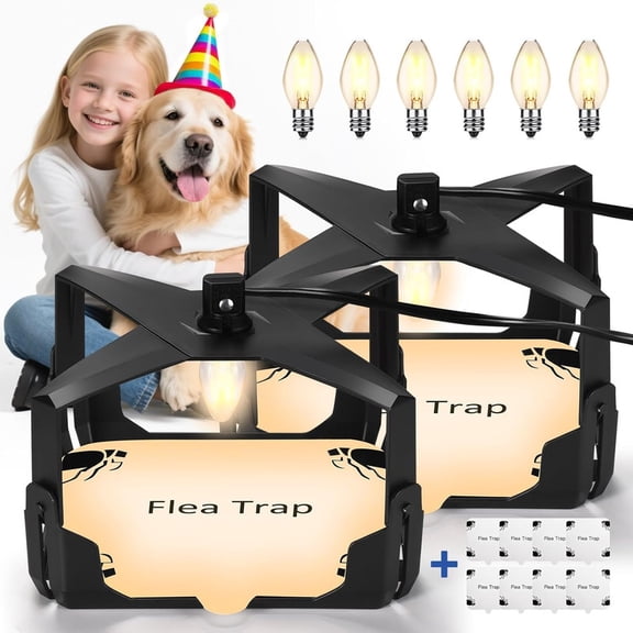 2-Pack Indoor Flea Trap for Home, Flea Monitoring Trap with 8 Sticky Pads, Sticky Insect Catcher for Fleas, Gnats, Moths & Other Flying Insects