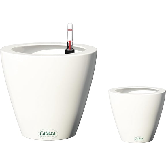 2-Pack Indoor Outdoor Smart Automatic Self-Watering Planter Round Cone Shape, Moisture Control, Water Reservoir, Nursery Planting Pot,White