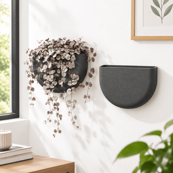2 Pack Indoor Wall Planter 7 Inch Pot Black