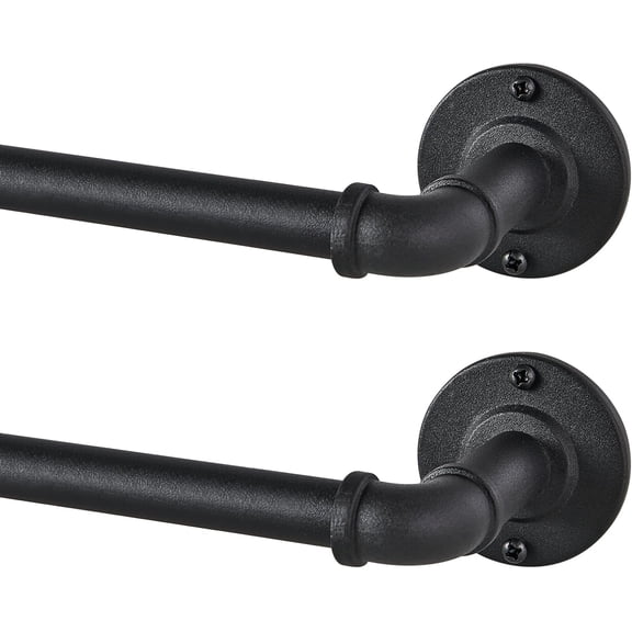 2 Pack Industrial Curtain Rods for Windows 28 to 48 Inches, Blackout Wrap Around Curtain Rod, for Indoor and Outdoor, 5/8 Inch Diameter, 33 to 45 Inches, Black