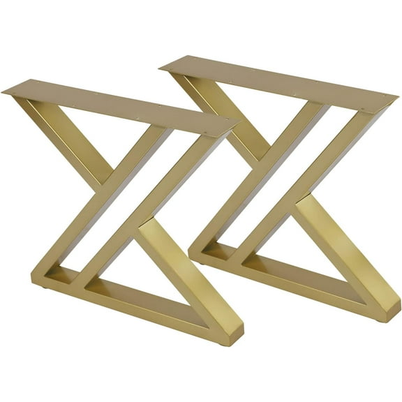 2 Pack Industrial Metal Table Legs 16" Square Tube Furniture Legs Rustic Decory Heavy Duty DIY Desk Legs, Dining Tabel Legs Office Table Legs with 4PCS Floor Protectors (Gold)