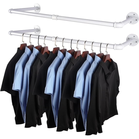 2 Pack Industrial Pipe Clothes Rack Gold Wall Mounted Clothing Rack for ...
