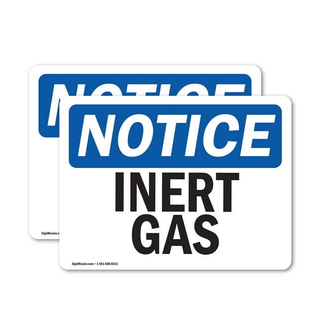 (2 Pack) Inert Gas OSHA Notice Sign 10 Inch X 7 Inch Vinyl Label Decal Sticker Weather Resistant, UV Protected for Workplace, Business, and Construction Site, Made in the USA