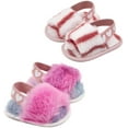 thumbnail image 1 of 2 Pack Infant Baby Girls Sandals Elastic Back Strap Flats Slippers Soft Toddles Princess Shoes Faux Fur Slides Shoes First Walker House Shoes, 1 of 7