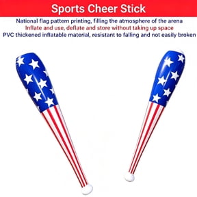 2 Pack Inflatable American Flag Baseball Bat, 33x5 Inch PVC Patriotic Cheering Sticks, 4th of July Independence Day Parade Sports Game Party Favors