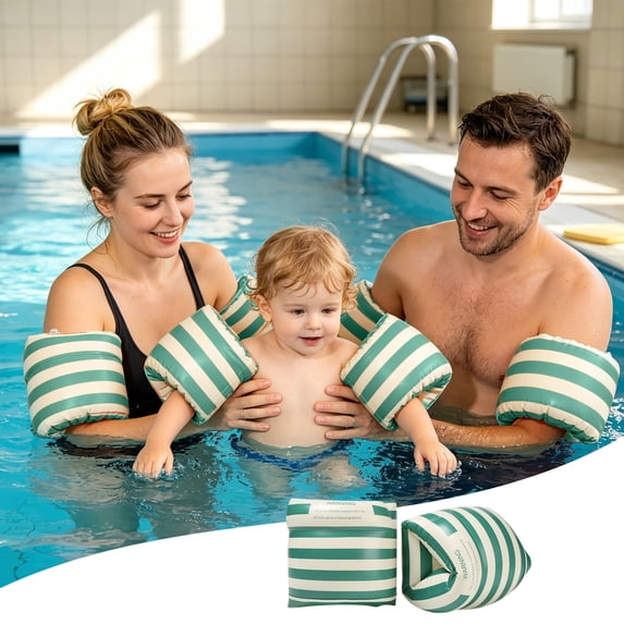2 Pack Inflatable Arm Floaties, Blow up Water Wings, Swimming Arm Bands Floatation for Swimming Beginner