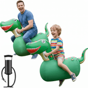 2 Pack Inflatable Dinosaur Hopper Toys for Kids Ages 5+, Ride On Bouncy Animal Toys with Hand Pump, 220 lb Capacity, Indoor Outdoor