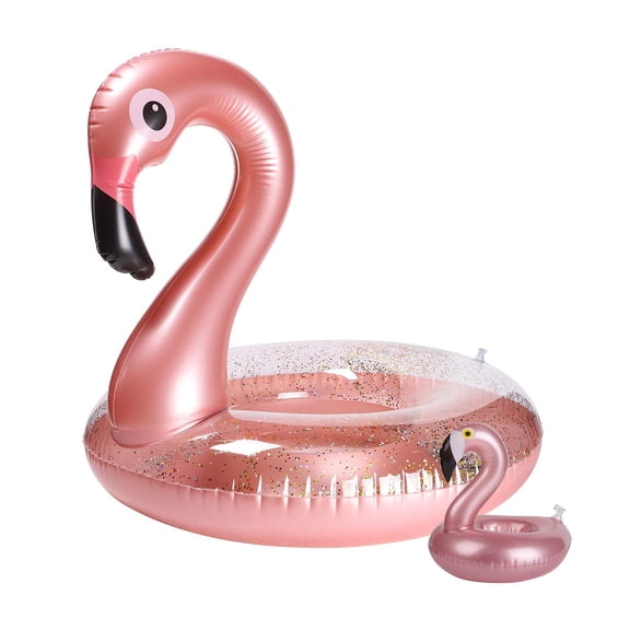 2-Pack Inflatable Flamingo Pool Float Drink Holder Set