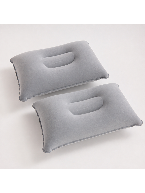 2 Pack Inflatable Pillows, Square Flocked Air Pillow for Camping, Hiking, Travel, Napping, Desk Rest & Neck Support, 38 x 24 cm