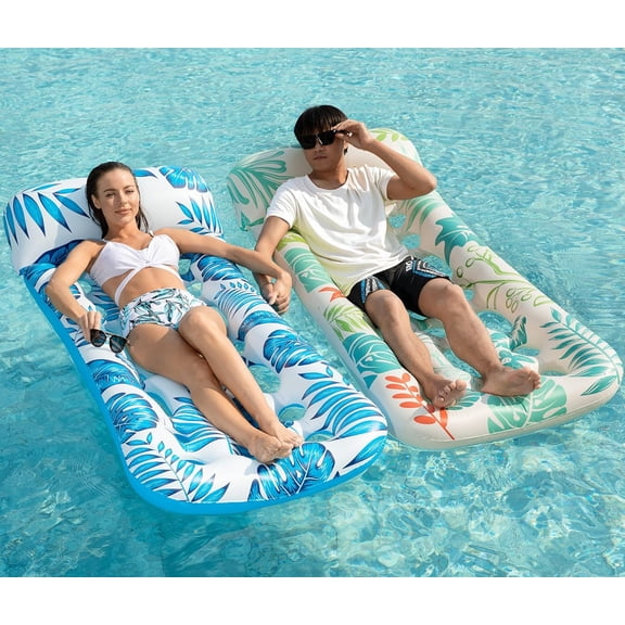 2 Pack Inflatable Pool Float Lounge for Adults, Heavy Duty Swimming Floaties Rafts Bed, Tanning Lounger Water Floaty Sofa for Lakes Beach Outdoor Summer Party Water Toys