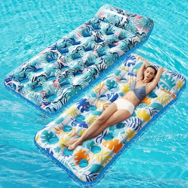 73 X 34in Inflatable Pool Float Adults Floating Pool Lounge For Lake Beach Swimming Pool Fun, Yellow