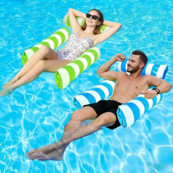 2 Pack Inflatable Pool Floats 4-in-1 Pool Hammock with Bottom Mesh 3 Tubes Inflatable Hammock for Adults,Portable Floating Chair Bed for Travel, Swimming Pool Hot Tub