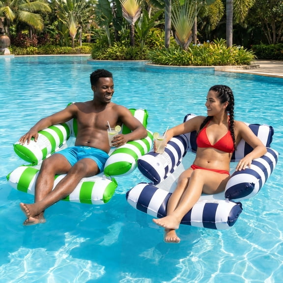 2 Pack Inflatable Pool Floats 4-in-1 Pool Hammock with Bottom Mesh 3 Tubes Inflatable Hammock for Adults,Portable Floating Chair Bed for Travel, Swimming Pool Hot Tub