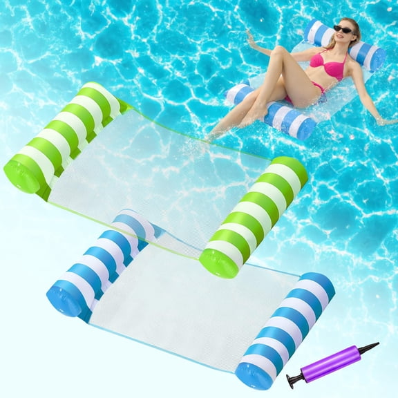 2 Pack Inflatable Pool Floats 4-in-1 Water Hammock Summer Lake Swimming Party Fun