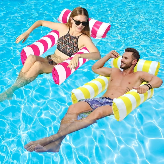 2 Pack Inflatable Pool Floats Adult 4-in-1 Pool Hammock with Bottom Mesh 3 Tubes Inflatable Hammock for Adults,Portable Floating Chair Bed for Travel, Swimming Pool Hot Tub