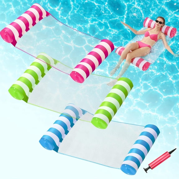 2 Pack Inflatable Pool Floats Adult, OKSUWATER 4-in-1 Water Hammock, Pool Floats for Swimming Pool Party Summer Lake Water Fun