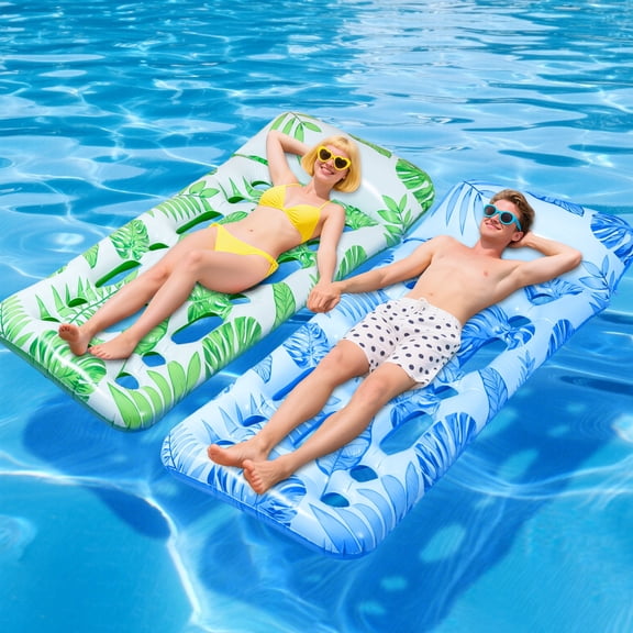 2 Pack Inflatable Pool Floats Lounger for Adults, ANSFIL Pool Floats Raft, Pool Float Chair with Headrest for Pool, Beach, Lake
