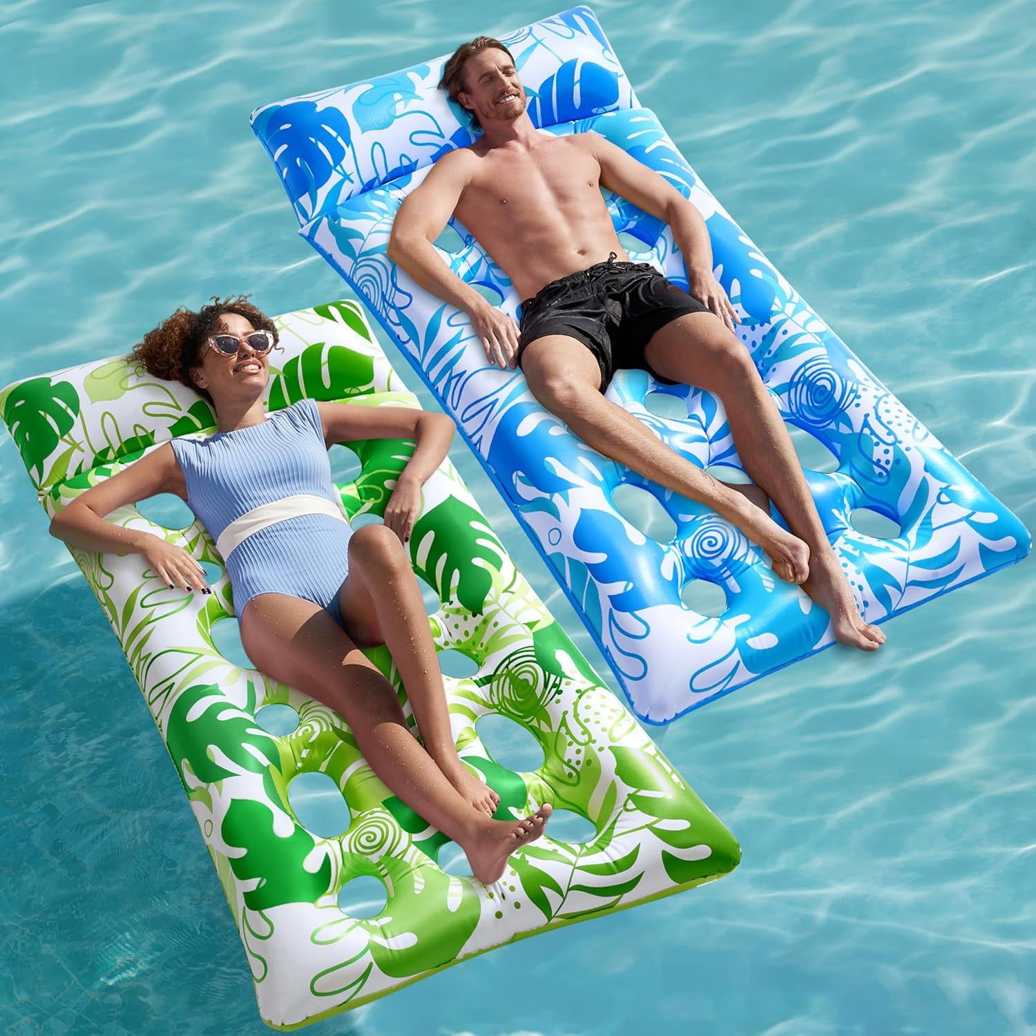 Sun Pool Float 2-Pack Inflatable Pool Floats Mat - XL Pool Floaties Adults Size with ...