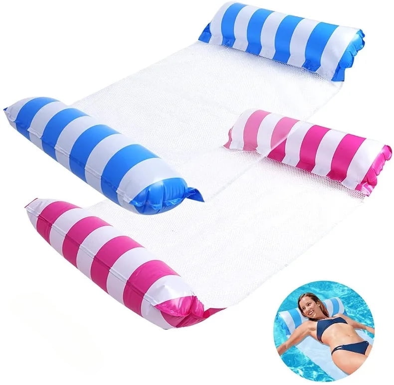 2 Pack Inflatable Pool Floats with Hammock, Multi-Purpose Pool Floats ...