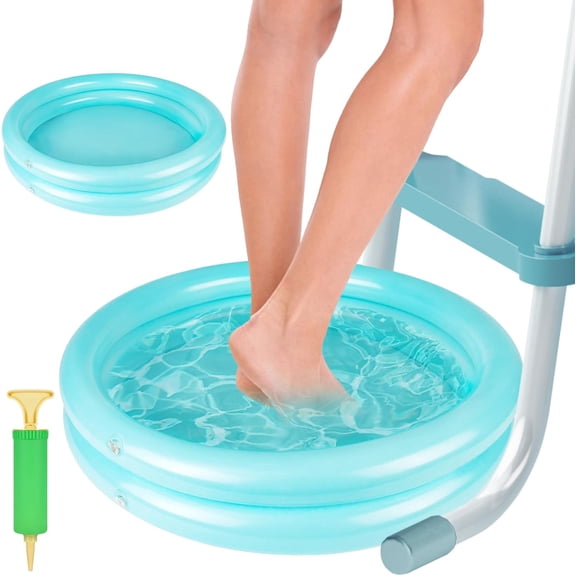 2 Pack Inflatable Pool Foot Bath Basin, Swimming Clean Feet, Soaking Basin for Entry Ladder, Home Spa Treatment Above Ground Pools, Full-Sized Pools