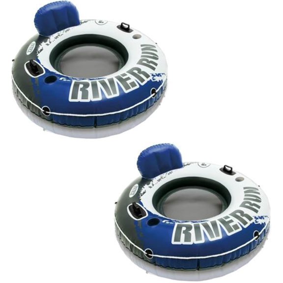 2 Pack Inflatable River Water Tube Lounge Float with Backrest & Cup Holders, Outdoor Pool Lake Floating Raft for Adult Water Relaxation﻿