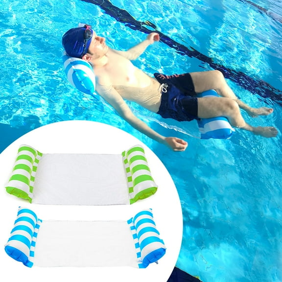 2 Pack Inflatable Water Hammock, Air Mattress, Aqua Lounger & Floating Sleep Pillow for Swimming Pool or Beach Foldable & Easy to Carry 2 Pack (Green+Blue)
