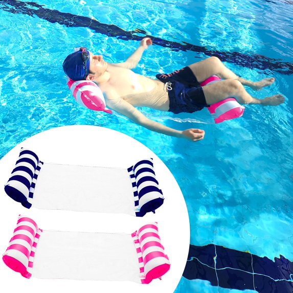 2 Pack Inflatable Water Hammock, Air Mattress, Aqua Lounger & Floating Sleep Pillow for Swimming Pool or Beach Foldable & Easy to Carry, 2 Pack (Navy+Pink)