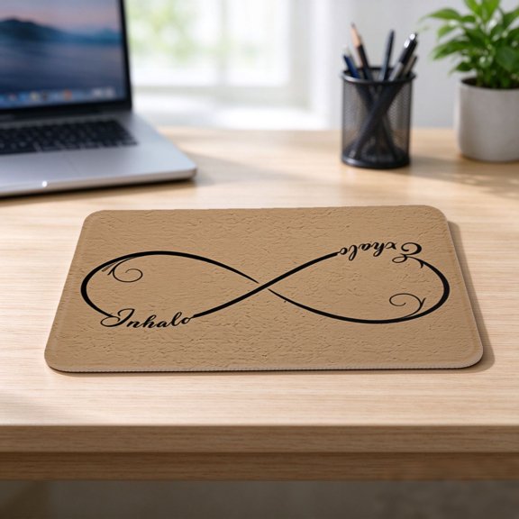 2 Pack Inhale Exhale Infinity Symbol Mouse Pad, Inspirational Quote Mousepad 9.8 x 11.8 Inches, Non Slip Rubber Base Mouse Mat for Office Desk Gaming Computer