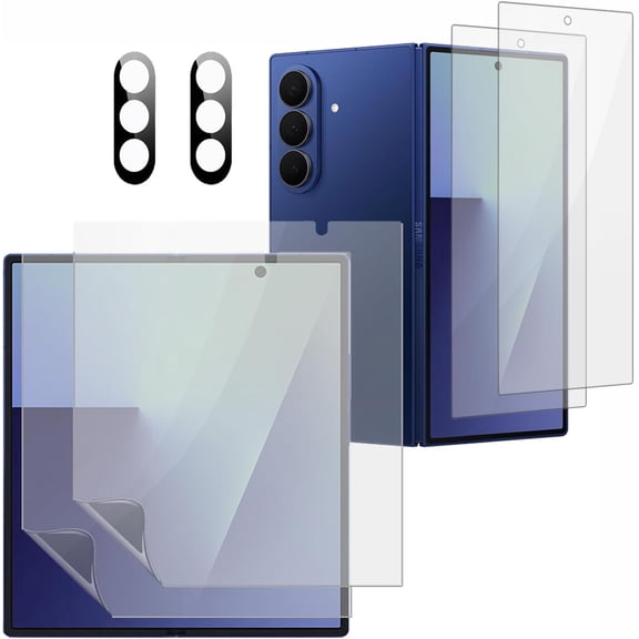 2 Pack Inner Screen Protector For Samsung Galaxy Z Fold 7, 2 Pack Front Tempered Glass Outer Film+2X Camera Lens Protector Accessories