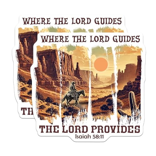 (2 Pack) Inspirational Bible Verse Magnets - Cowboy Western Scene - Home Kitchen Decor - Isaiah 58:11 Scripture Magnets - 5" On Longest Side - for Cars, Fridges, Toolboxes - Made in USA - MAG6455