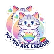 2 Pack Inspirational Cat Magnets Magnets - Cute Rainbow Design - Motivational Quotes - 5" On Longest Side - Made in USA - Sticks to Refrigerators & Metal Surfaces - MAG9193