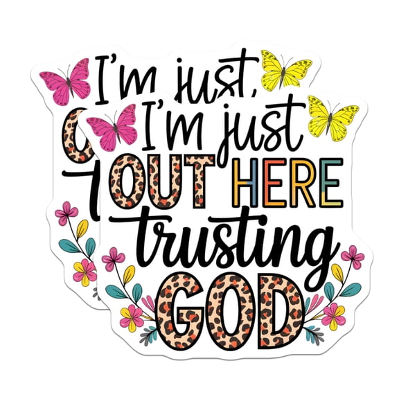 (2 Pack) Inspirational Faith Magnets - Out Here Trusting God - Christian Home - Spiritual Inspirational Magnets - 5" On Longest Side - for Cars, Fridges, Toolboxes - Made in USA - MAG4117