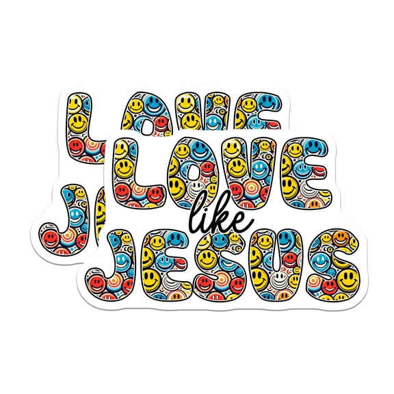 (2 Pack) Inspirational Love Like Jesus Magnets - Smiley Face Magnets - Christian Quotes Magnets for Home Decor - 5" On Longest Side - for Cars, Refrigerators, Toolboxes, Lockers - Made In USA BMCS3117