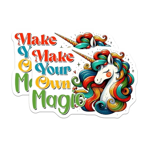 (2 Pack) Inspirational Unicorn Magnets - Motivational Fridge Decor - 5" On Longest Side - for Cars, Fridges, Toolboxes - Made in USA - MAG8057