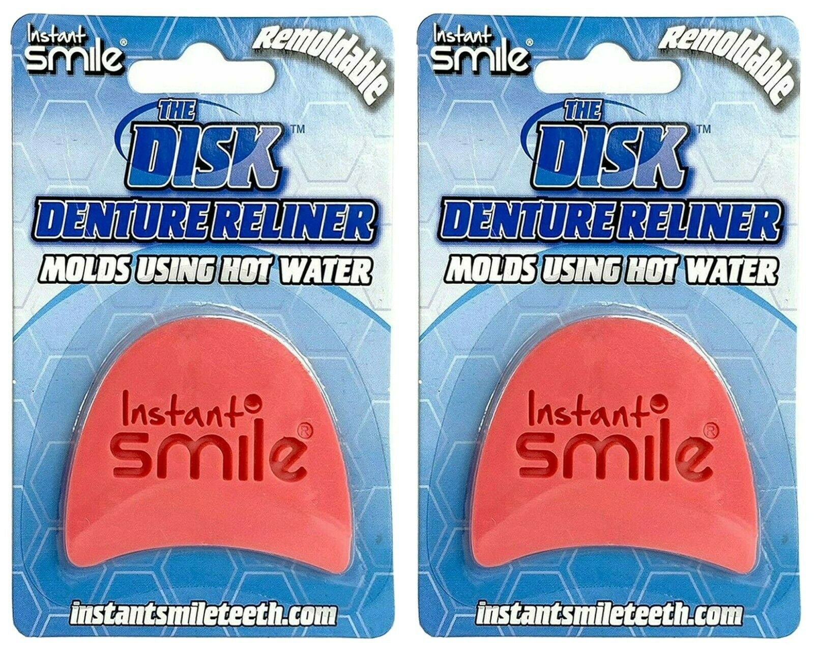 2 Pack Instant Smile Disk Denture Reliner Re Liner Easy to Mold and